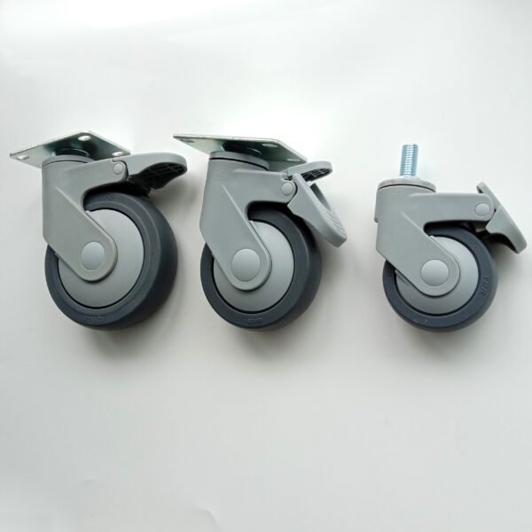 Customized White PVC Medical Wheel Fixed Swivel Brake - Image 4