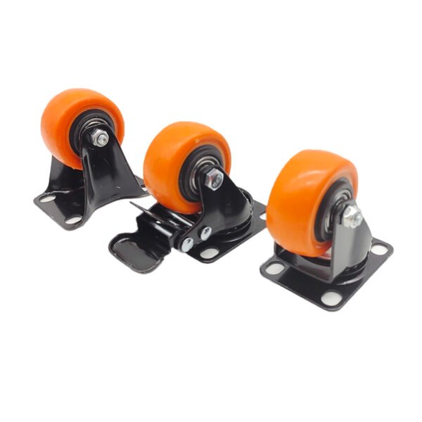 Orange 4 Inch Wear-Resistant Rubber Heavy Duty Industrial Casters - Image 4