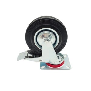 4 Inch Black Heavy Duty Swivel Casters With Brake - Image 4