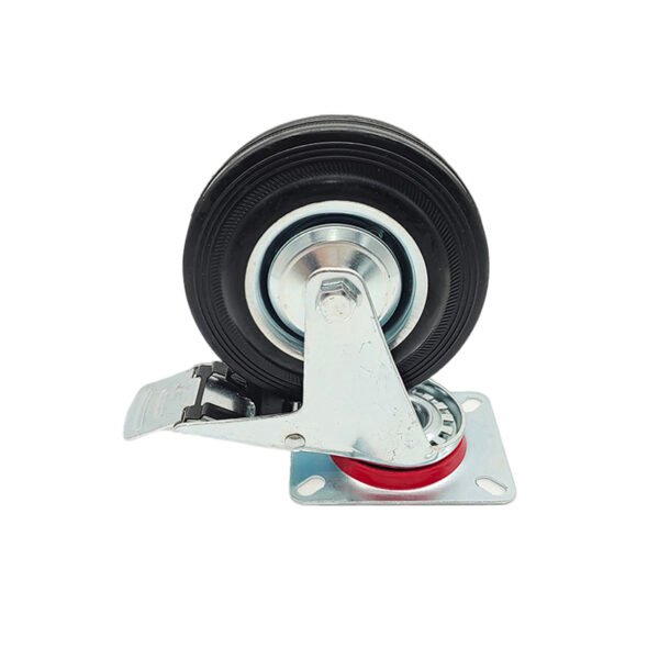 4 Inch Black Heavy Duty Swivel Casters With Brake - Image 4