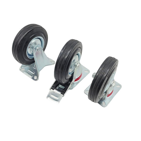 4 Inch Black Heavy Duty Swivel Casters With Brake - Image 2