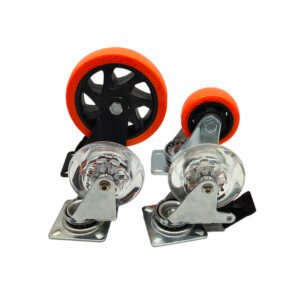 PU Swivel With Brake & Lock Plate Casters Industrial Wheels - Image 3